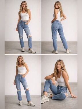 AGOLDE Riley Jeans Size 24 Distressed High Rise Straight Leg Medium Wash